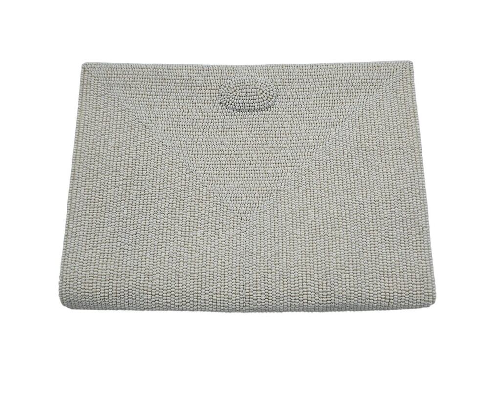 Vintage Walborg Hand Made Japan White Beaded Clutch Evening